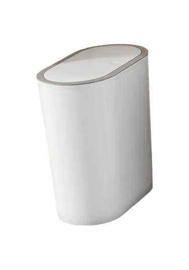 Suntek Çöp Kutusu Kapaklı Banyo Çöp Taşınabilir Sepeti Ev Beyaz