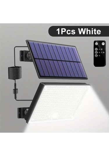Xuweiwei Dış Mekan Solar Aydınlatma Beyaz Işık 400 Led Hareket Sensörlü Bahçe Duvar Lambası 120 Derece 5 Metre Kablo Beyaz Işık