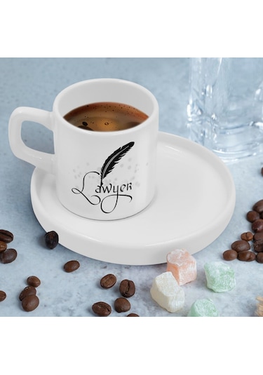 Bk Gift Kişiye Özel Sunum Tabaklı Avukat Tasarımlı Kahve Fincanı-5, Sevgiliye Hediye, Arkadaşa Hediye, Avukata Hediye Kobitmeyen137769 Bk Gift