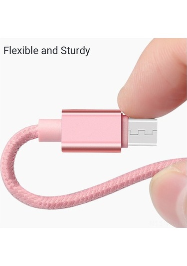 Willowhaven 3 Cihazı Hızlı Şarj Eden 1.5m Type-c/lightning/micro Usb 2a Şarj Kablosu Gül Altını Kutu Paketli