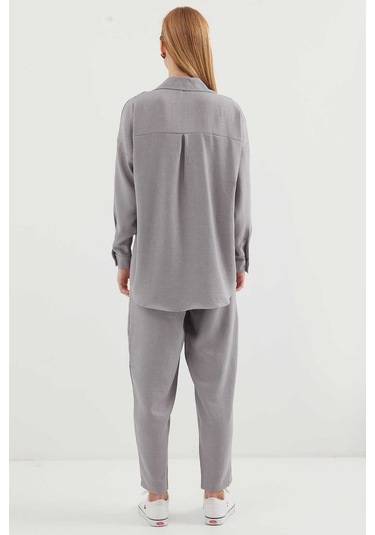 Gabria Keten Ön Düğmeli Takım Gri