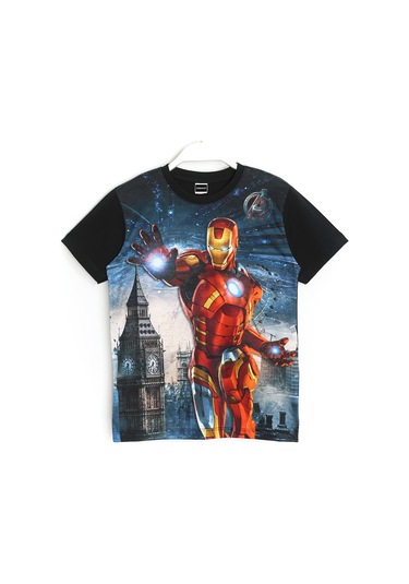 3d Erkek Çocuk Iron Man Demir Adam Baskılı T-shirt Siyah