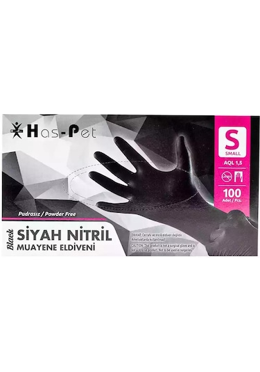 Pudrasız Siyah Nitril Eldiven Small Haspet 100lü