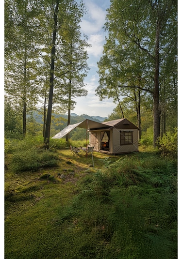 10-12 Kişilik Oxford Kumaş Şişme Çadır 350x350x250cm Su Geçirmez Pu4000+mm Haki Yeşil