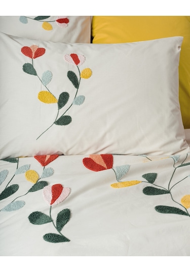 Cotton Box Puff Nakışlı Çift Kişilik Nevresim Takımı Nella Hardal