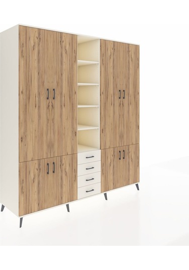 Kronos Dolap 17 Raflı 4 Çekmeceli 8 Kapaklı 220x59x243 Aytaşı-çam/aytaşı Atlas Çam/aytası