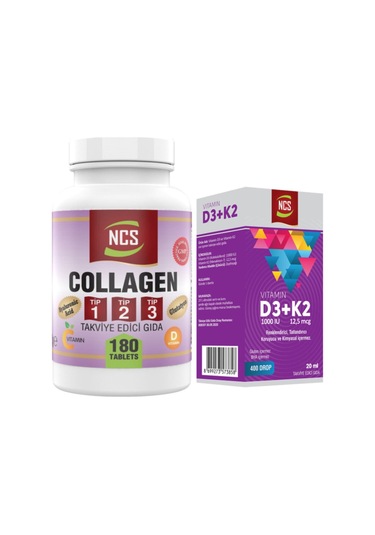 Vitamin D3 K2 2o Ml Kollajen Collagen Tip 1-2-3 Hyaluronic Acid Glutatyon 180 Tablet
