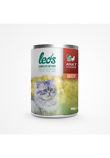 Leos Tavuk Parça Etli Soslu Konserve Yetişkin Kedi Maması 6 x 400 G