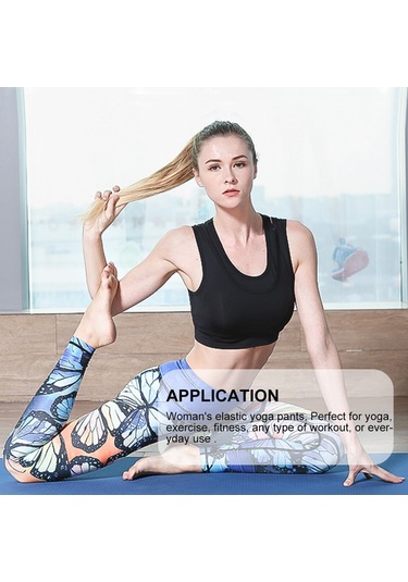 Paıyıge Yoga Pantolonu, Kelebek Hk24 İle Kadın Baskılı Mavi
