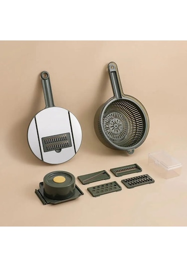 Paslanmaz Çelik 5 İn 1 Hazneli Rende Seti Süzgeçli Pratik Çok Fonksiyonlu Mutfak Rendesi Doğrayıcı