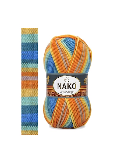 5 Adet Vega Stripe Premium Akrilik El Örgü İpi Yünü No: 82421 RYL-NWNKVS82421-5