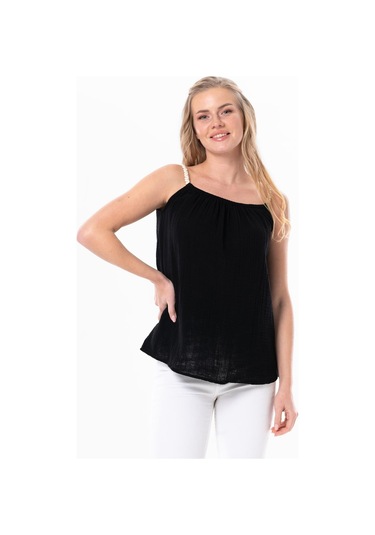 Askılı Alaçatı Yazlık Müslin Bluz Siyah Syh-siyah