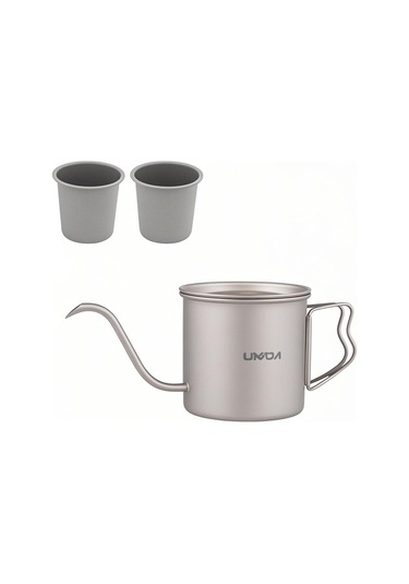 Maiyame Titanium Outdoor Kahve Potu 400ml - Dağ Desenli Kollü + 2 Adet 220ml Titan Bardak, Hafif Ve Taşınabilir Çok Renkli