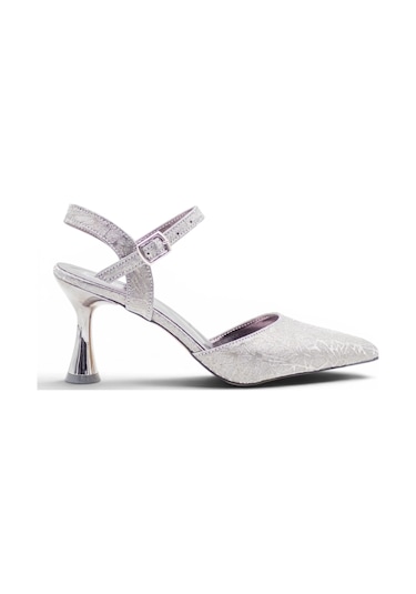 Hbz 0615 Simli Kadın Stiletto Platin