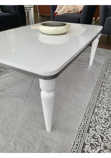 Akset Orta Sehpa Lüx Beyaz Gümüş