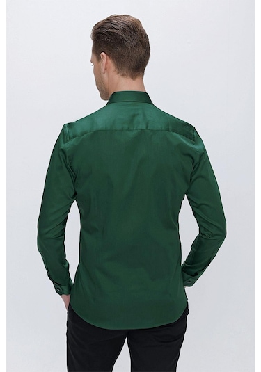 Efor Gk 669 Slim Fit Yeşil Klasik Gömlek Yeşil
