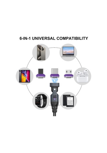 Uslıon Us0204 1m Usb - Tip-c'den Tip-c'ye - Mikro - İp Kablosu Döndürülebilir 240w Manyetik Şarj Kablosu