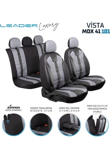 Mitsubishi Space Wagon Uyumlu Oto Koltuk Kılıfı Deri, Kumaş Vista Füme
