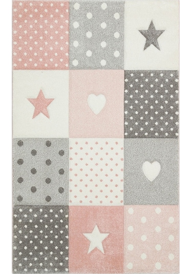 Eko Halı Eko Kids Kds 05 Grey Pınk Hav Toz Vermez Çocuk Odası Halısı