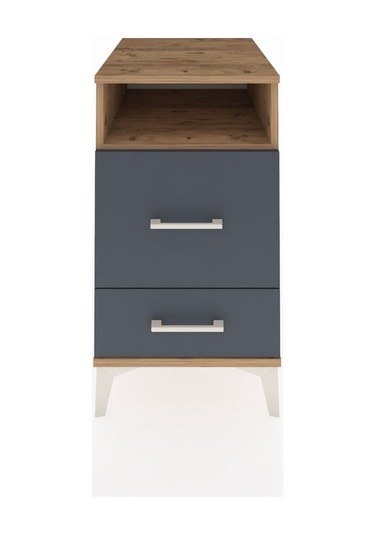Kronos Komodin Tek Raflı 2 Çekmeceli 44x59x80 Çam-antrasit Atlas Çam