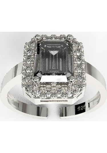 925 Ayar Zirkon Taşlı Rodyum Ayarlanabilir Baget Gümüş Yüzük 10-20