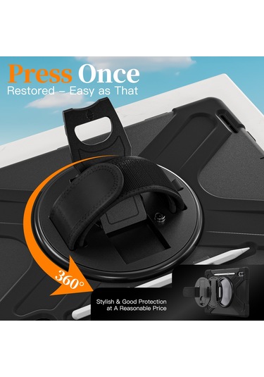 Samsung Galaxy Tab S11 Ultra Kickstand Kılıf Tpu Pc Silikon Tablet Kılıfı Ve Omuz Askısı - Siyah Tablet Kılıfı