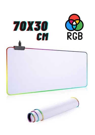 Rgb Düz Beyaz Su Geçirmez Gaming Işıklı Oyuncu Mousepad