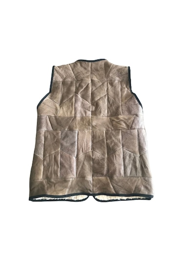 Patchwork Kürk-Süet Gerçek Deri Erkek Yelek