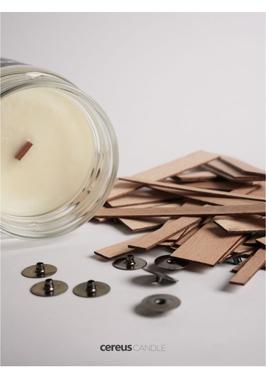 Ahşap Mum Fitili 7 Mm Genişlik Nikel Kaplama Çelik Taban + 3m Köpük Bant, 15 Li Set Cereus Ahşap