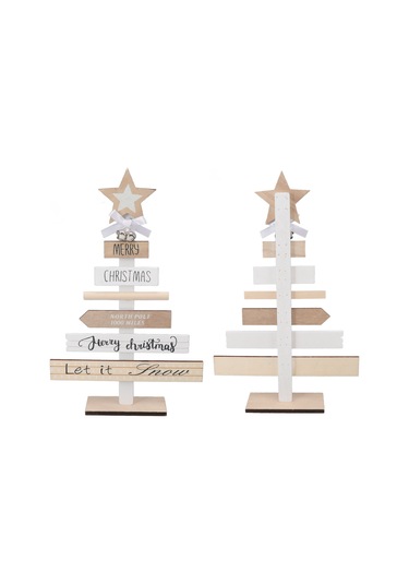 Kangvka Ahşap Noel Ağaç Figürü, Masaüstü Stüdyo Dekoru, Sabit Tabanlı, Noel Eve Süsleme Aleti, Beyaz Renk, Dıy Montajlı