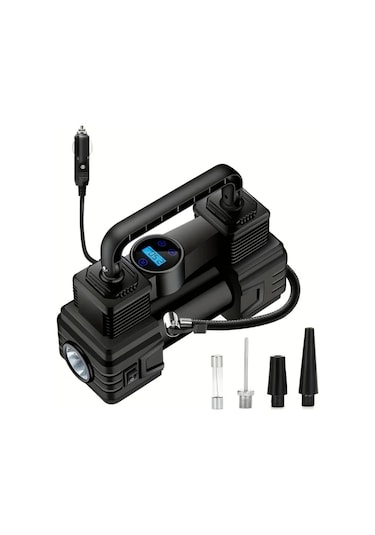 Xuweiwei 12v Mini Araba Şişirme Pompası Kablolu Araba Dijital Ekran Modeli Siyah Yüksek Güçlü Basınçlı Elektrikli Lastik Hava Pompası