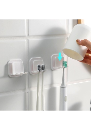 Diş Fırçası İçin 2 Adet Duvara Monte Kendinden Yapışkanlı Diş Fırçası Tutucu Diğer