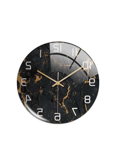 Novahub Modern Mermer Saat - Sessiz Çalışma Şık Dekorasyon, Dayanıklı Malzeme, Siyah Siyah