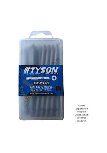 Kupa Tyson Vidalama Ucu Bits Uç - Ph2 Yıldız - 10 Cm. - 20 Adet