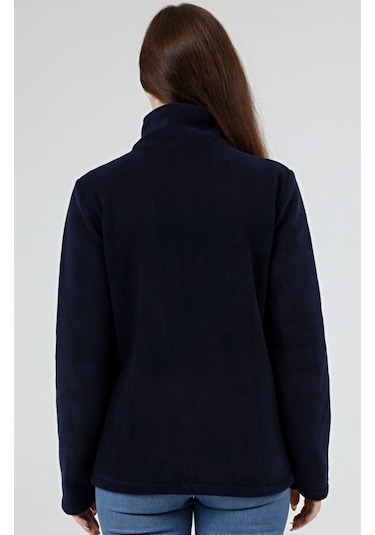 Genıus Store Store Kadın Polar Tam Fermuarlı Outdoor 3 Cepli Spor Polar Ceket Lacivert