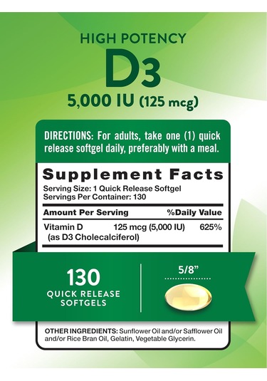 Nature's Truth Vitamin D3 2000 Iu 130 Softgels