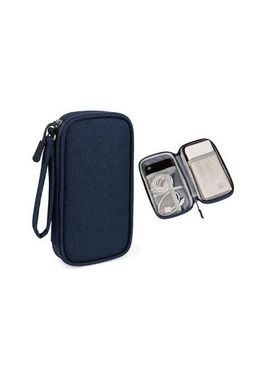 Lacivert 1 Adet Seyahat Taşınabilir Dijital Ürün Saklama Çantası Usb Veri Kablosu Düzenleyici Kulaklık Kablosu Çantası Şarj Hazine Kutusu Çantası