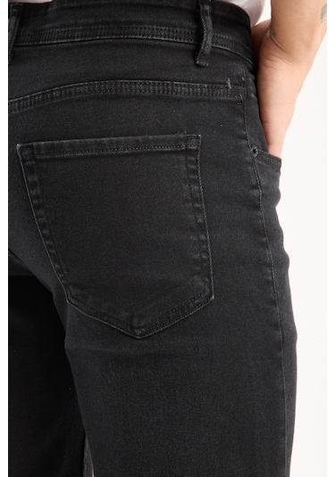 Erkek Pantolon Siyah Regular Fit Fermuarlı Jeans Antrasit