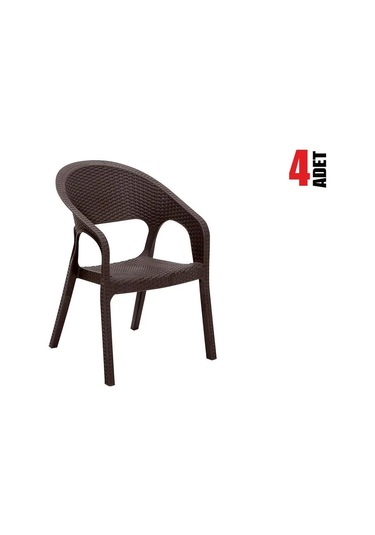 4 Adet Garden Kahve Sandalye Balkon Bahçe Teras Kahve