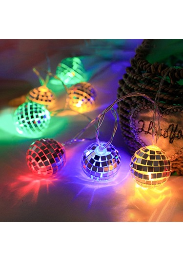 Kosona 1.8m 10 Led Renkli Sürekli Aydınlatma Prizmatik Top Işık Zinciri Aa Pil Gereklidir