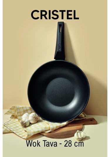 Gigilli Cristel 28 Cm Wok Tava Siyah Siyah