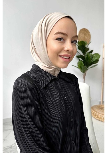 Kahijab Çıtçıtlı Bone - Bej - Standart Bej