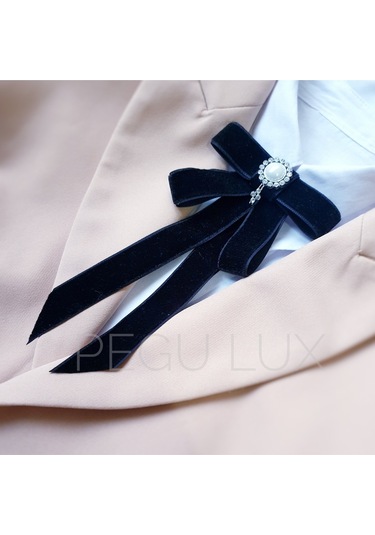 Pegu Lux Kadife Taşlı Siyah Yaka Gömlek Ceket Broş, Yaka İğnesi 02 Siyah