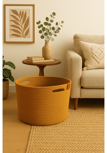 Camatschua Dekoratif Hasır 40 30 Cm Halat Sepet Çok Amaçlı Saklama & Düzenleme Sepeti Hasır