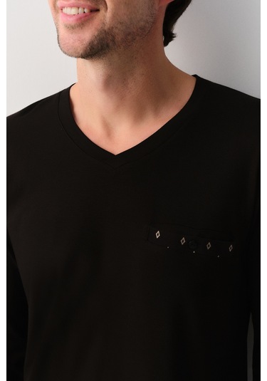 Suwen Adrian Erkek Pijama Takımı Sh26309660911 Siyah Desenli