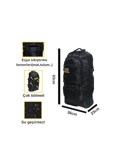 Baggor Siyah 65 L Outdoor Sırt Çantası