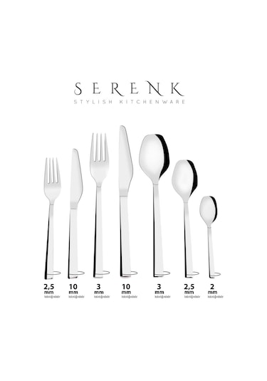 Serenk New York Çelik Çatal Kaşık Bıçak Takımı 18 Parça Gümüş