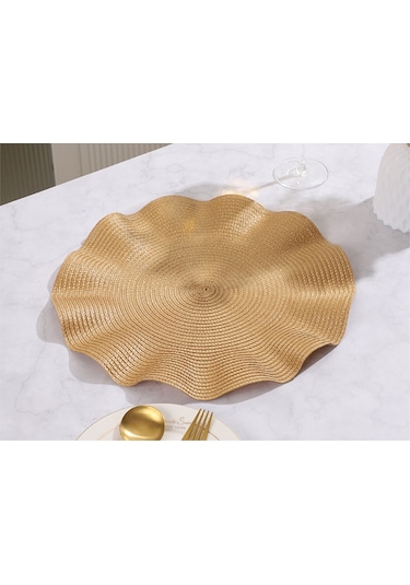 Dalga Yuvarlak Amerikan Servisi, Yuvarlak Haşlanma Önleyici Mat, Mutfak Masa Matı, Gümüş Gümüş