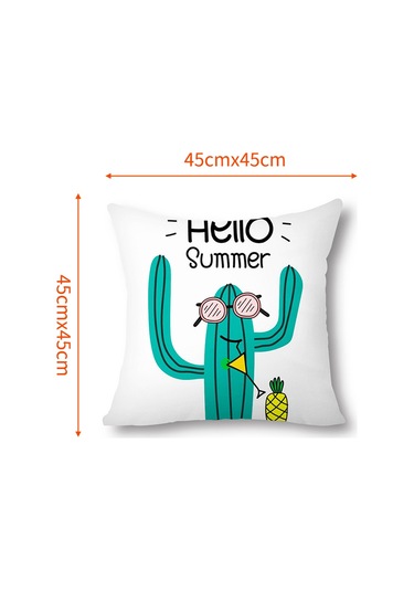 Reedark Tropikal Kaktüs Desenli Pamuk Kumaş Yastık Kılıfı - 45x45 Cm Kanepe Ve Yatak İçin Diğer