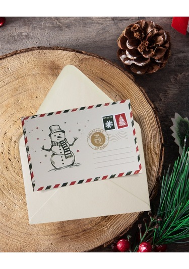 Yılbaşı Kardan Adam Kartpostal Ve Zarf Seti, Yeniyıl, Noel, Tebri